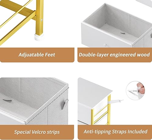 Miniatura 5 de BOLUO - Cómoda blanca para dormitorio, organizador de 6 cajones, torre de almacenamiento de tela, pequeña unidad para armario, guardería, pasillo y