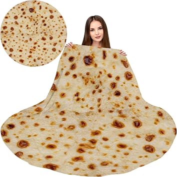 Burrito Blanket, Tortilla Blanket Adult and Kids, Funny Realistic Food Throw Blanket, Novelty Soft Flannel Blanket 90cm(36)