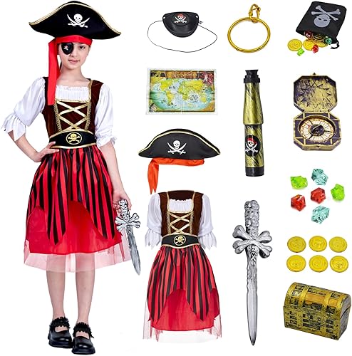 Pirate Costume for Girls Role Play Set Dress-up Costumes- Sea Buccaneer Costume Dress up