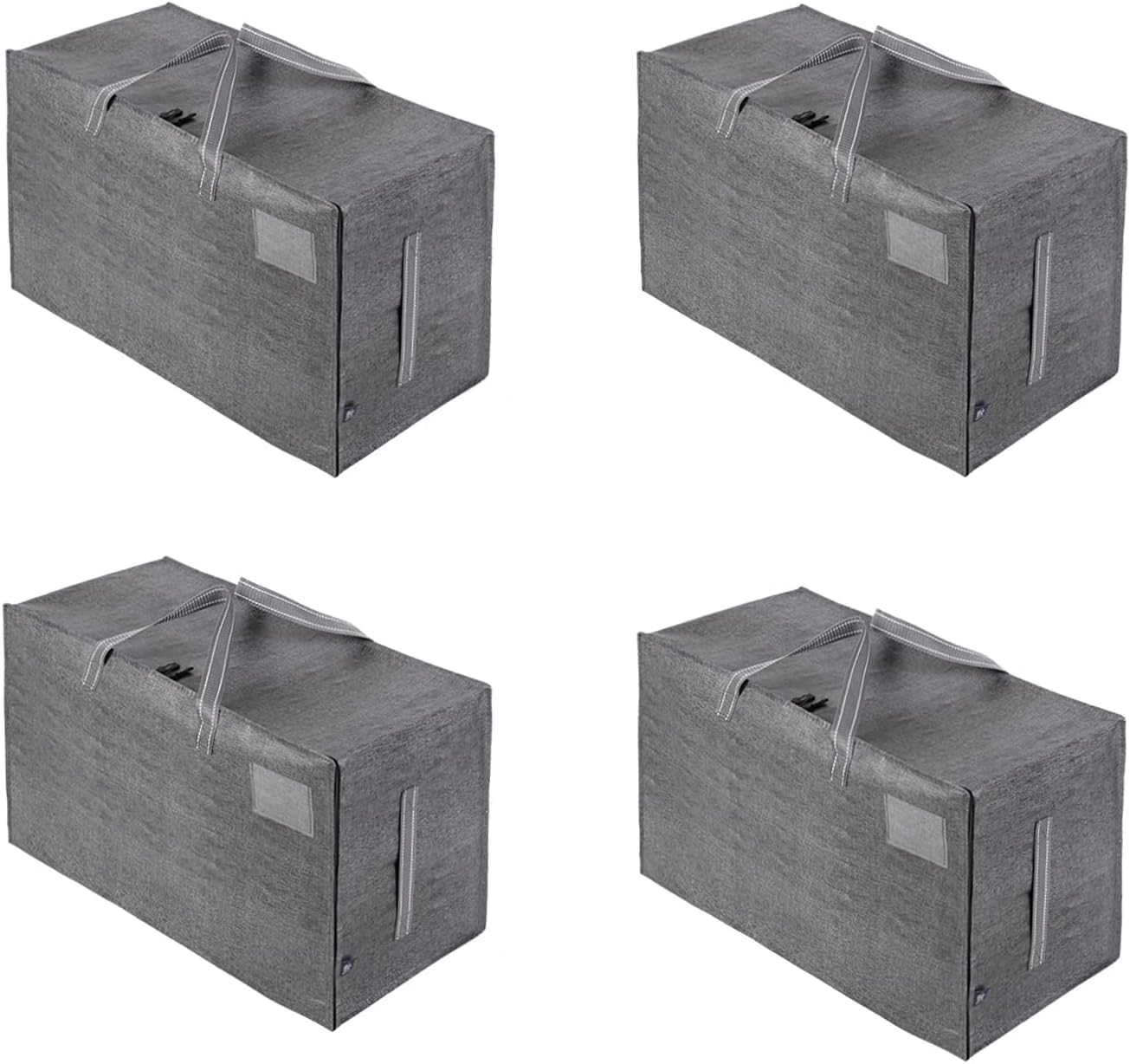 VENO 4 Pack Heavy-Duty Oversize Large Storage Bag Organizer with Zips and Tag Pocket for Moving, Clothes Storage, Laundry Bag, House Essentials, Sustainable, Water-Resistant (Dark Gray, 4 Pack)