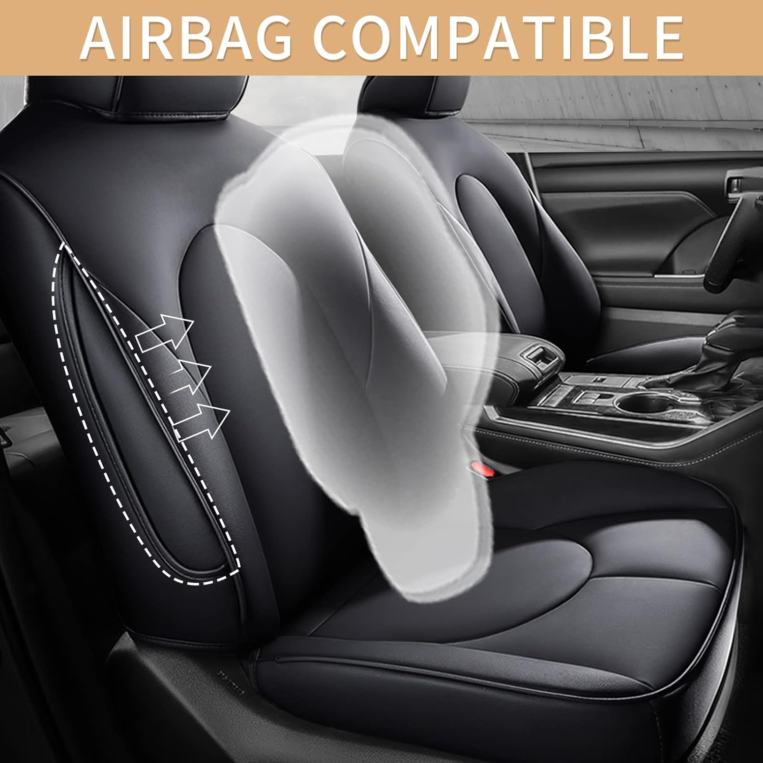 Custom fit Seat Covers for Toyota Highlander 8 Seats 3 Rows 2020 2021 2022 2023 2024 2025 2026 Suv Seat Cover Faux Leather Car Seat Cushion Compatible with Airbag(Black,Second Row is 40/60 Split)