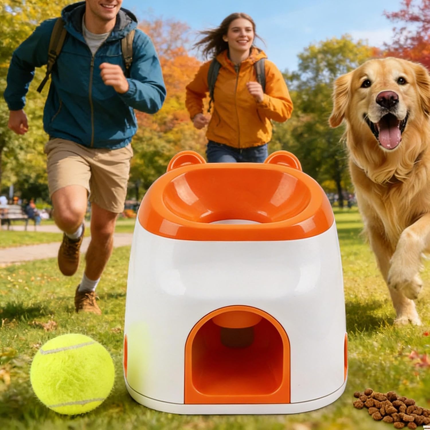 Genérico Ball Launcher – Interactive Enrichment Game – Ball Thrower Machine with Dispenser Treats for Fetch – for Pets at Home, Garden Park and Outdoors