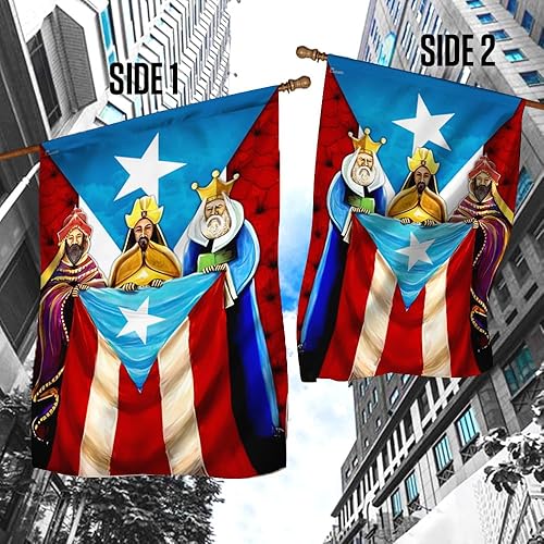 Miniatura 3 de Bandera estadounidense de los Tres Reyes MLN746F, bandera de casa (29.5 x 39.5 pulgadas), banderas de Puerto Rico, doble cara, bandera de lona