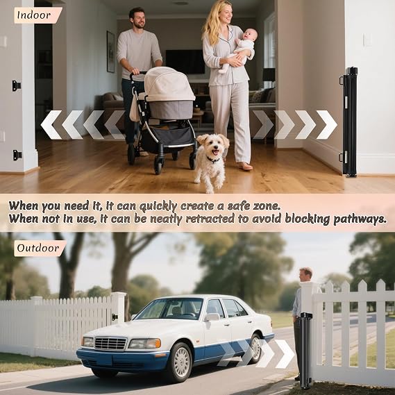 Miumoon 200 inch Reinforced Retractable Baby Gates 37 inch Tall