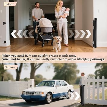 Miumoon 200 inch Reinforced Retractable Baby Gates 37 inch Tall