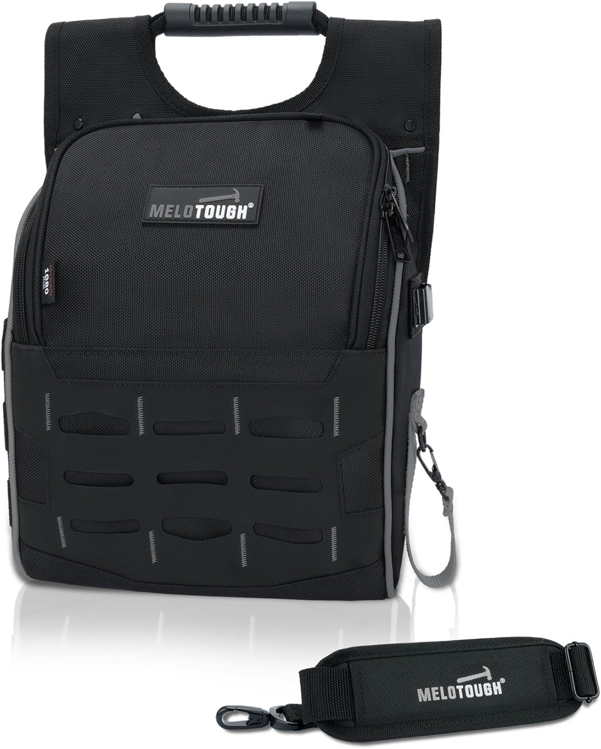 MELOTOUGH Electrician Tool Pouch with Shoulder Strap, Zippered Flip Cover Tool Pouch Bag with Multiple Storage Pockets for Electricians, Technicians, Maintenance