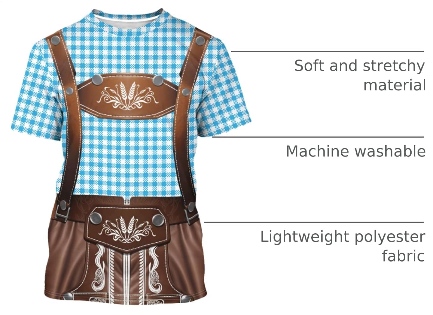 DFZ Oktoberfest Beer Shirt Novelty Tee Funny Short Sleeve 3D Printed Casual Holiday T-Shirt for Men Women