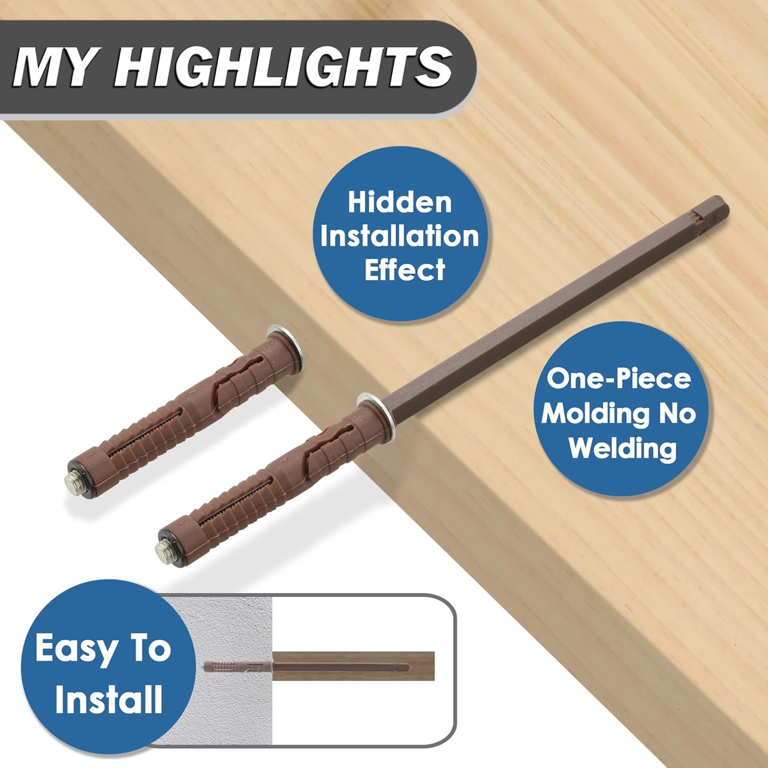Alise Hidden Floating Shelf Brackets,4 Pack Wall Bracket Heavy Duty Anchor I Brackets for Wood Board Shelves,Metal Shelving Supports Bracket for Wall No Screws,Total Length 8.67"