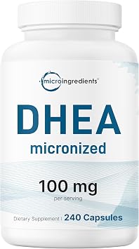 Micro Ingredients DHEA 100 mg Per Serving, 240 Capsules | Micronized DHEA Supplement for Women & Men | Non-GMO, Gluten Free, Soy Free