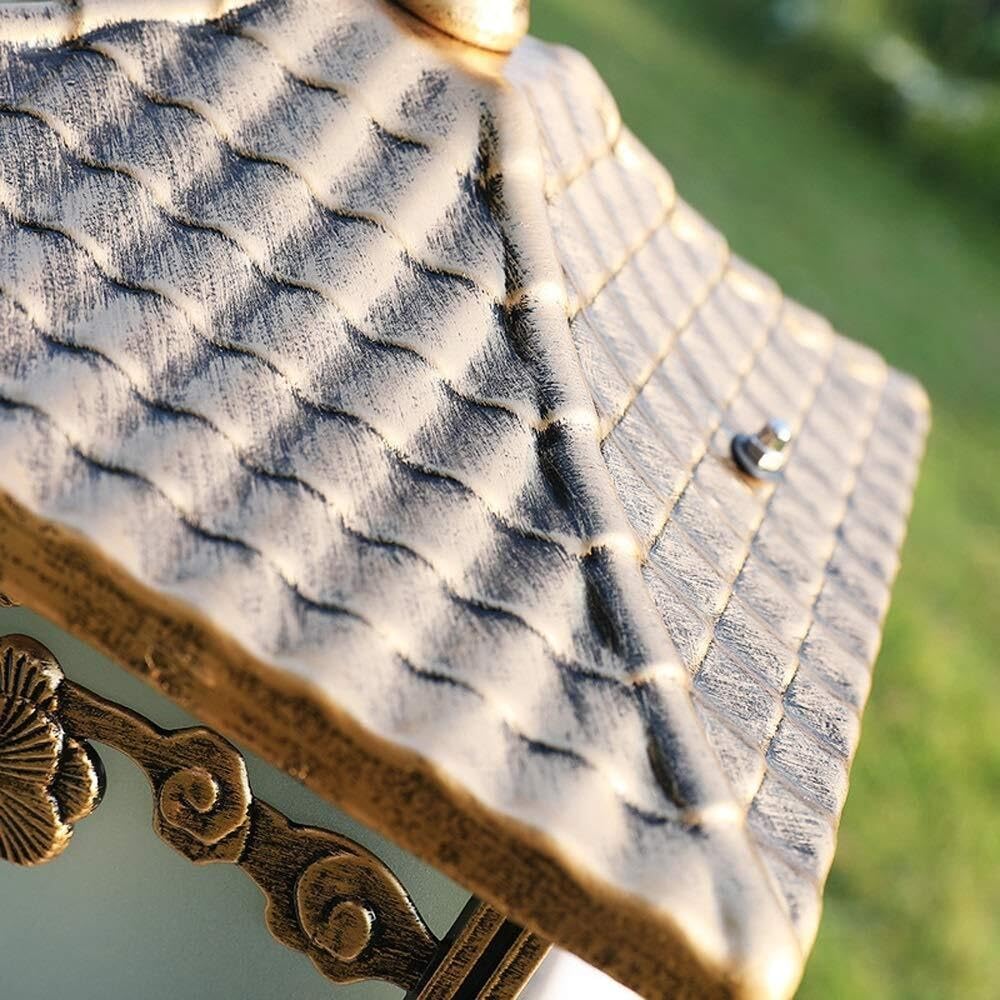 Palo Luce Luci da Esterno Quadrate Lampada Pilastro per Patio in Stile Europeo Cortile E27 Colonna Luce Giardino per Villa Esterno Giardino(Bronze,30 * 35cm)