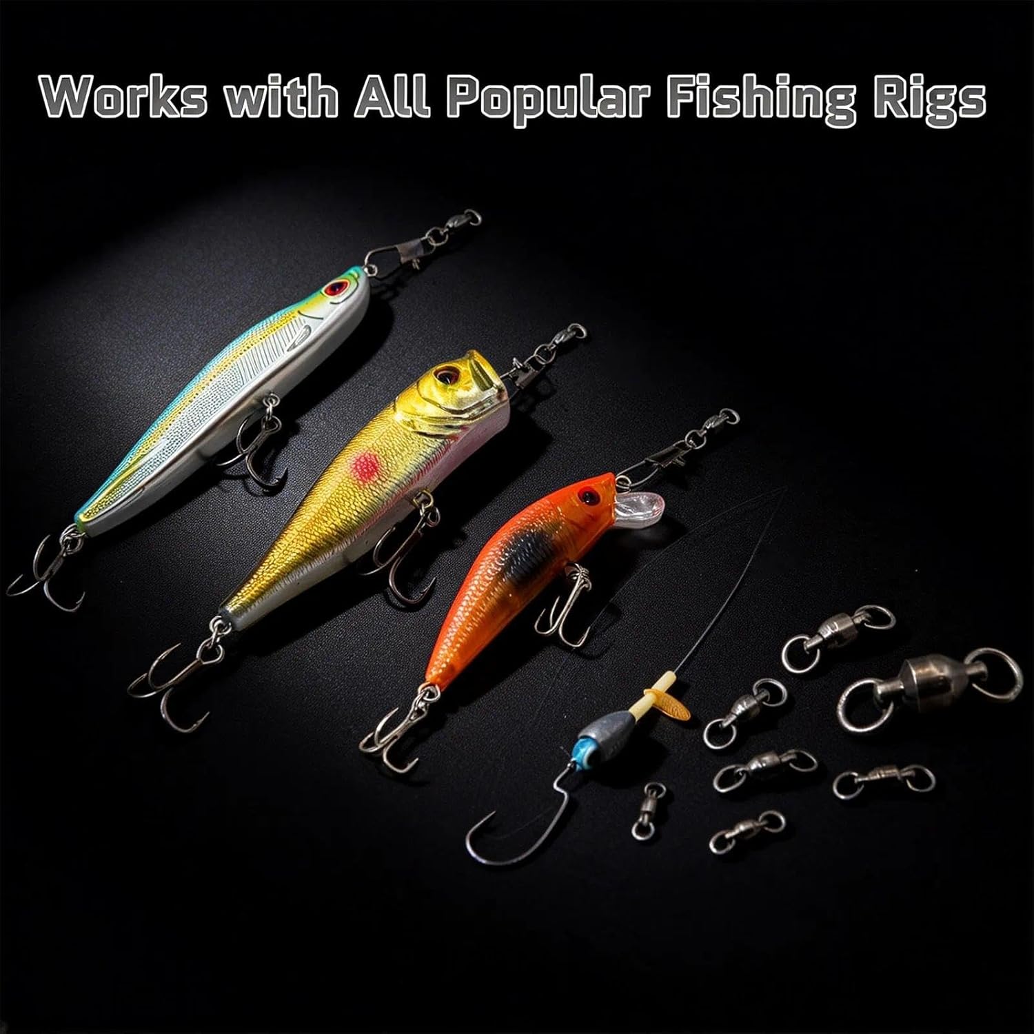 30/50 Pack Ball Bearing Fishing Swivels, High Strength Stainless Steel Swivels Fishing Tackle Solid Welded Rings Barrel Swivels Fishing Connectors for Saltwater Freshwater Size 0#-10#