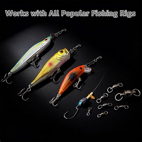 Miniatura 5 de Eslabones Giratorios de Pesca con Rodamiento de Bolas 30/50 piezas 0#-10# Aparejo de Pesca con Anillo de Soldadura Sólida de Acero Inoxidable para