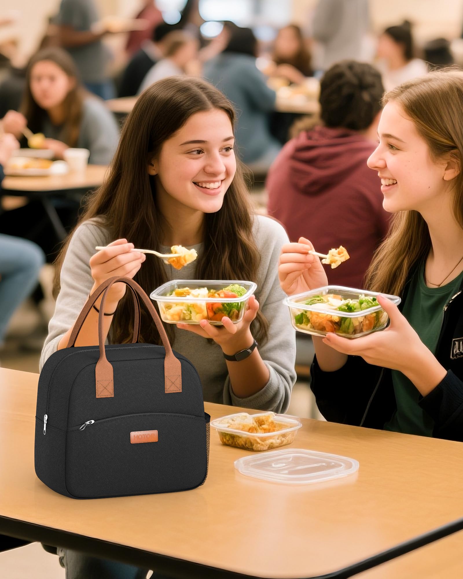 Lonchera para mujeres y hombres, resistente al desgaste y a prueba de fugas, con gran capacidad, bolsa hielera multifuncional para oficina, picnic, negro, 10 L, 10.60 x 5.90 x 9.50 pulgadas 6