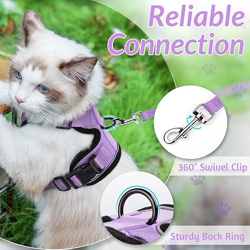 Miniatura 6 de rabbitgoo Arnés y correa para gatos para caminar, chaleco suave ajustable a prueba de escape para gatos, chaqueta de control fácil transpirable