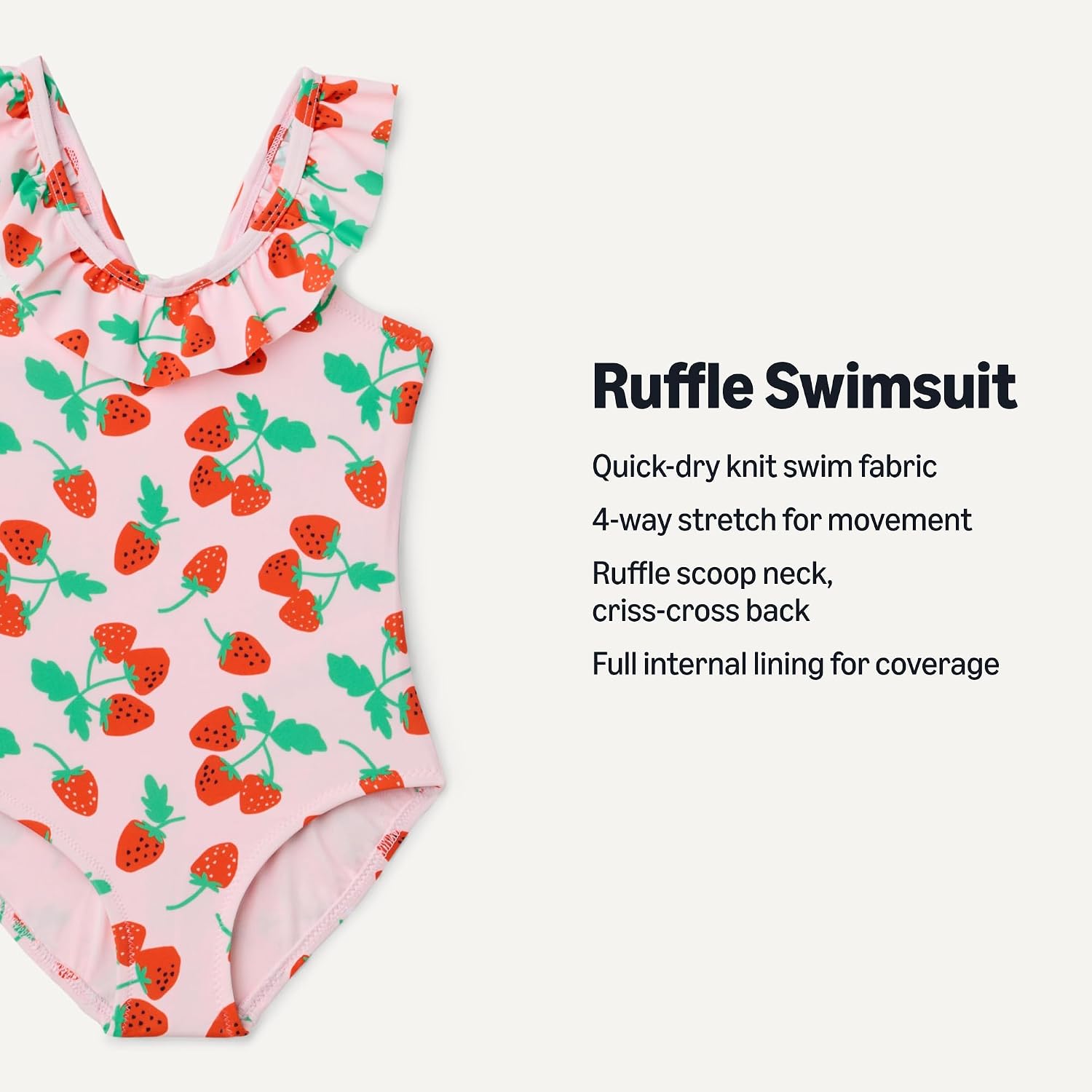 Amazon Essentials Girls' Frill-Trimmed One-Piece Swimsuit