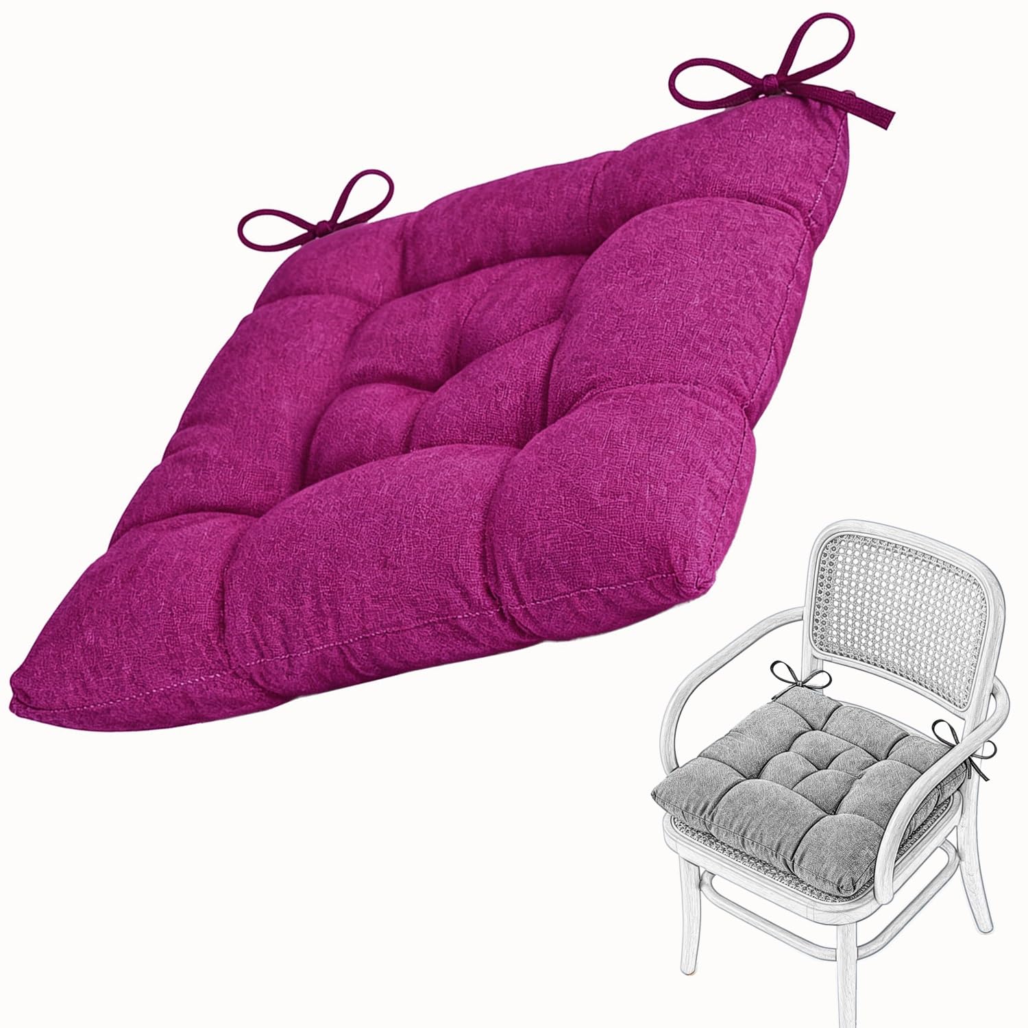 Seat Cushion for Dining Chair Soft Comfort Washable Chair Pads with Ties