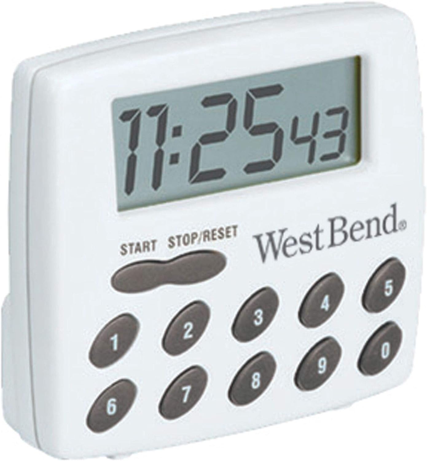 West Bend Easy to Read Digital Magnetic Kitchen Timer Features Large Display and Electronic Alarm, White