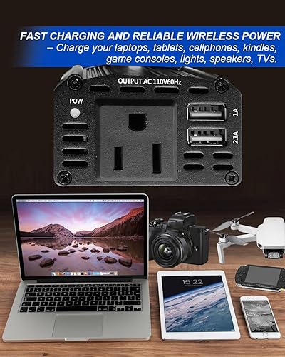 Miniatura 4 de Inversor de fuente de alimentación portátil de 150 W, apto para batería de litio de 18 V y batería de níquel, inversor inalámbrico compacto