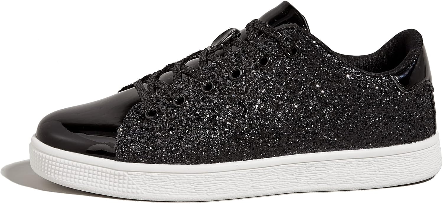 LUCKY STEP Glitter Shoes Sparkly Bling Shiny Bedazzled Lace up Fashion Sneakers for Women - Image 9