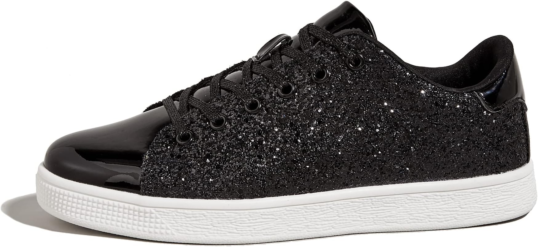 LUCK STEPGlitter Sneakers Lace up Fashion Sneakers Sparkly Shoes for Women