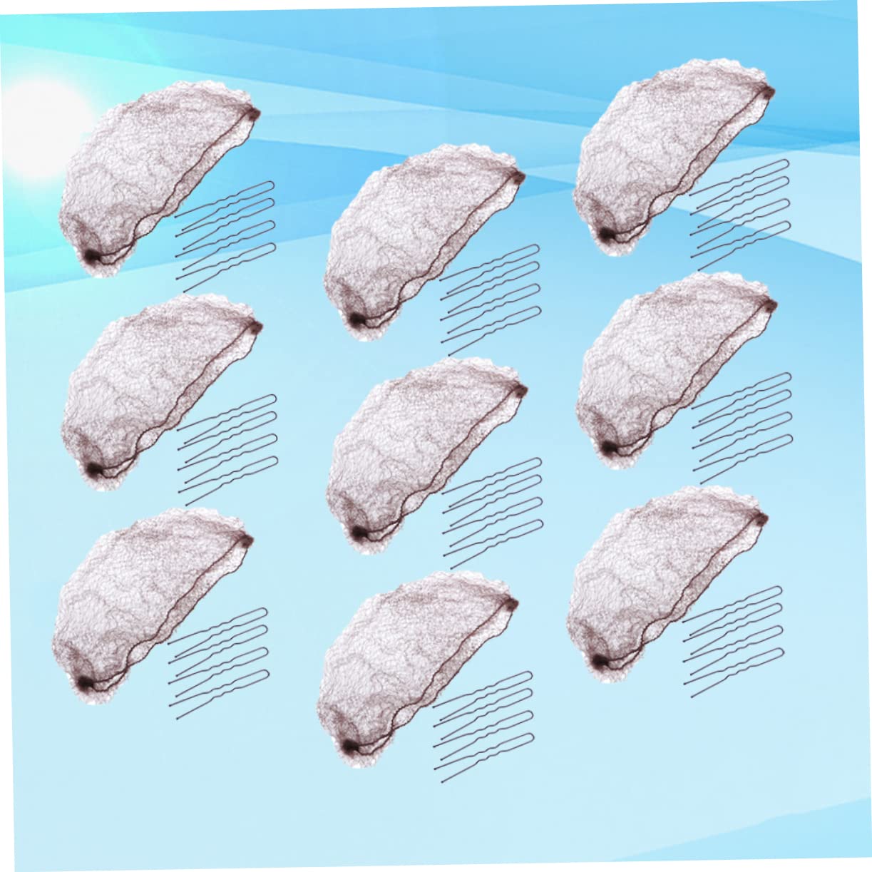 50pcs Invisible Elastic Mesh Hair Nets U-shaped Pins for Buns Coffee Color Soft Nylon Lightweight Comfortable Use for Dancers Nurses and Professionals