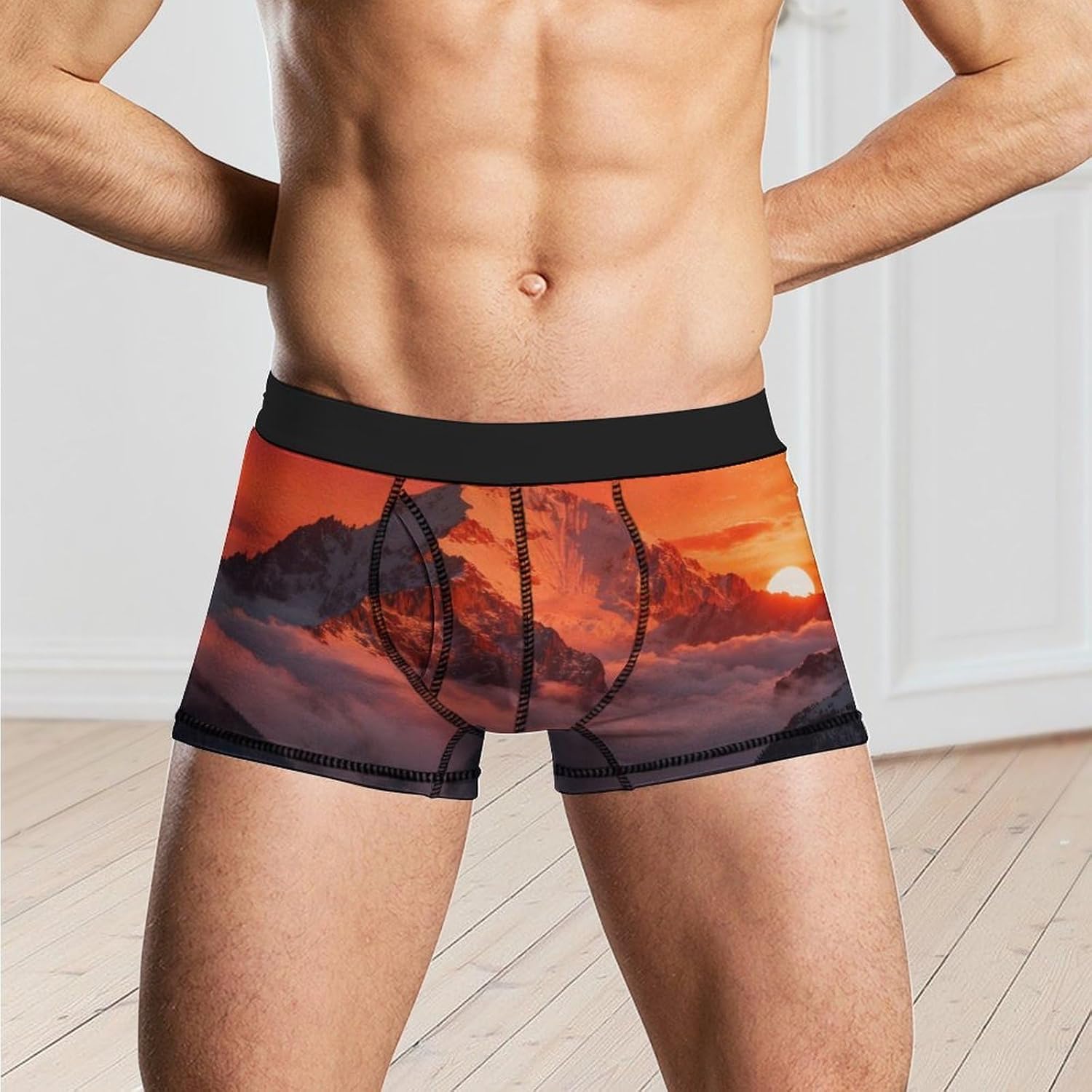 Sunrise Mens Boxer Briefs Short Breathable Underwear Trunks Soft Moisture-Wicking Boxer Shorts Novelty Underpants 2XL