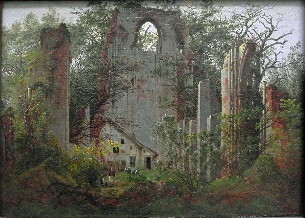 Tableau Caspar David Friedrich Forest grand format avec cadre marron semi-brillant
