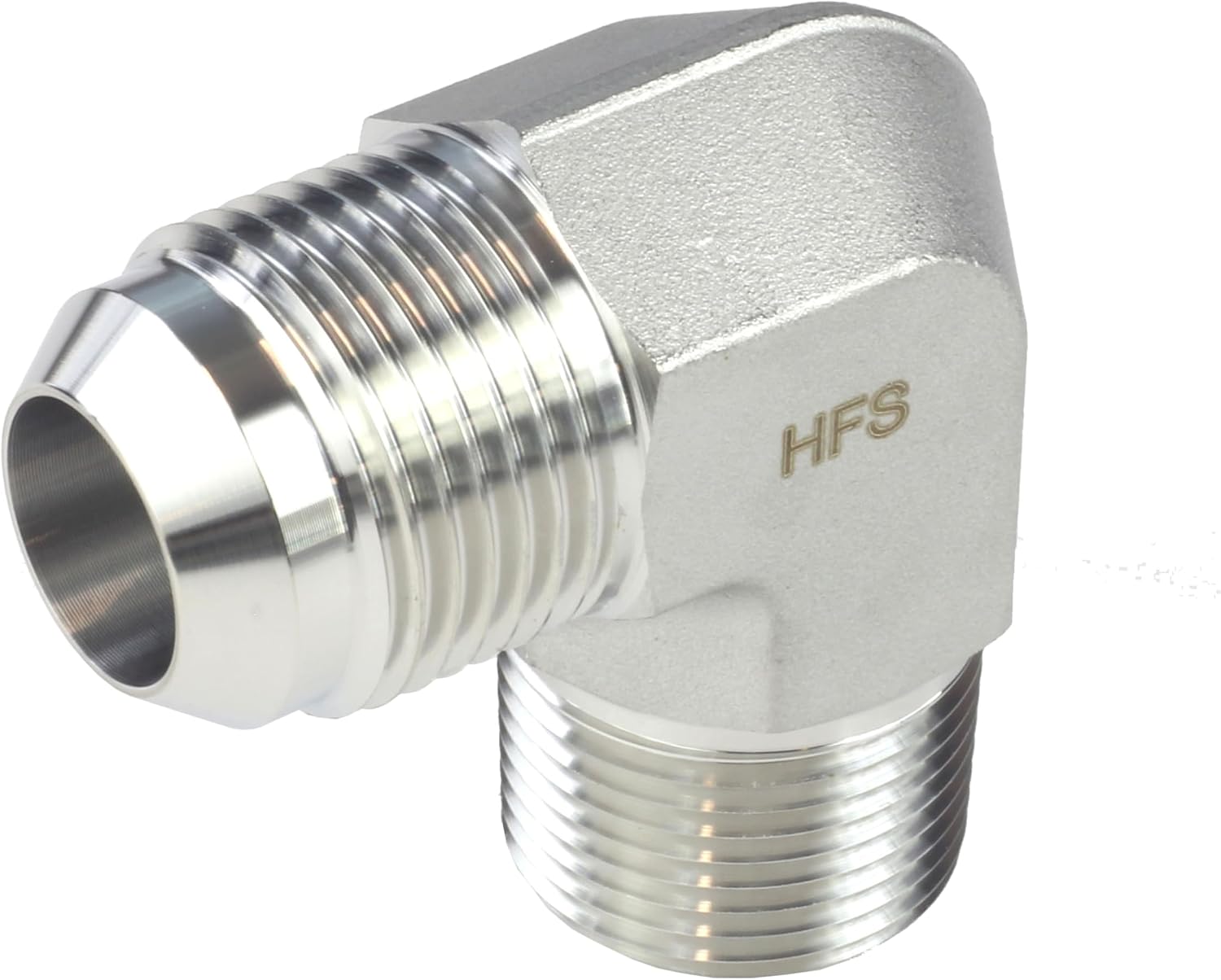 HFS(R) 1/2" Male NPT to 1/4" Male JIC Elbow 90° Flare Pipe Fitting 304 Stainless Steel (1/2" MNPT x 1/4" MJIC)