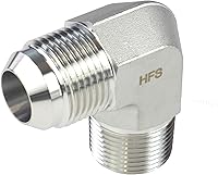 Vista 11 de HFS (R) 3/8" macho NPT a 3/8" macho JIC codo 90° Flare tubería de acero inoxidable 304 (3/8" MNPT x 3/8" MJIC)