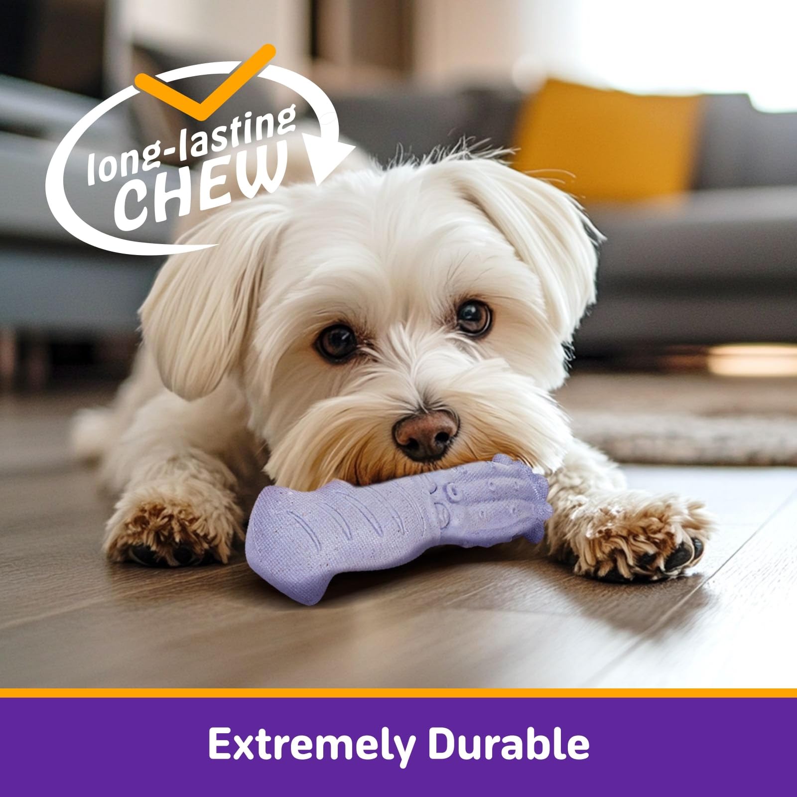 Kimee Juguetes para perros para masticadores agresivos, paquete de 3 juguetes indestructibles para masticar perros, juguetes súper masticadores para perros con sabor a tocino de nailon resistente para