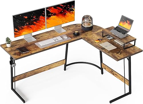 CubiCubi Escritorio para juegos en forma de L, escritorio de oficina para computadora, escritorio de esquina de 67 pulgadas con soporte grande para