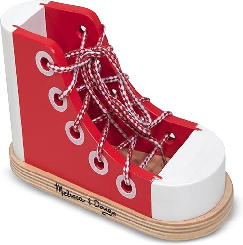 Miniatura 4 de Zapatillas de madera con cordones de lujo Melissa  Doug Estándar talla única  Rojo