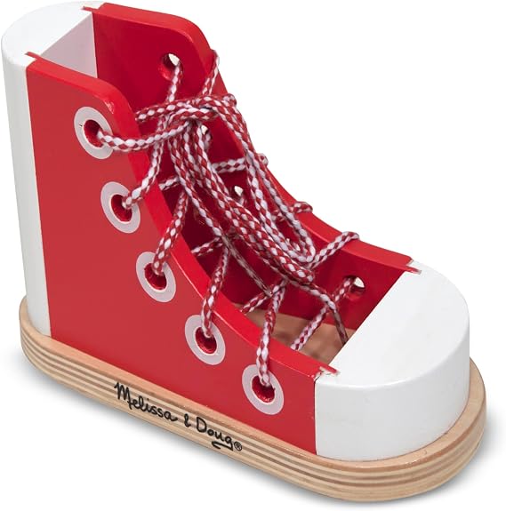 Melissa & Doug Deluxe Wood Lacing Sneaker - Learn to Tie a Shoe Educational Toy