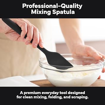 Misen Nonstick-Safe Silicone Spatula - Dishwasher Safe, Heat Resistant - Versatile Professional-Grade Kitchen Tool for Pancakes, Eggs, and Baking - Strong, Flexible, Durable Rubber Utensil - Black