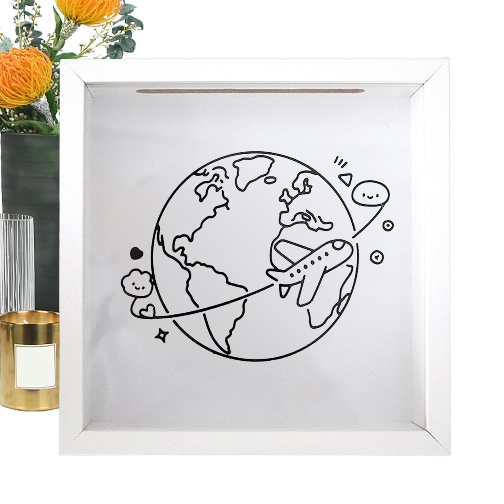 Coffre de souvenirs thème espace avec fente et crochet pour photo d'aventure