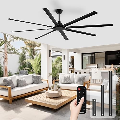 Miniatura 14 de Ventiladores de techo modernos con luces, ventilador de techo de 100 pulgadas con luz y control remoto, sala de estar, biblioteca, cafetería,