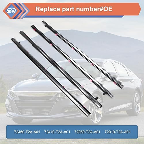 Miniatura 2 de ZONFANT 4 unidades de cinturón de sellado para ventana de puerta exterior de automóvil compatible con Honda Accord 2013-2018, reemplazo
