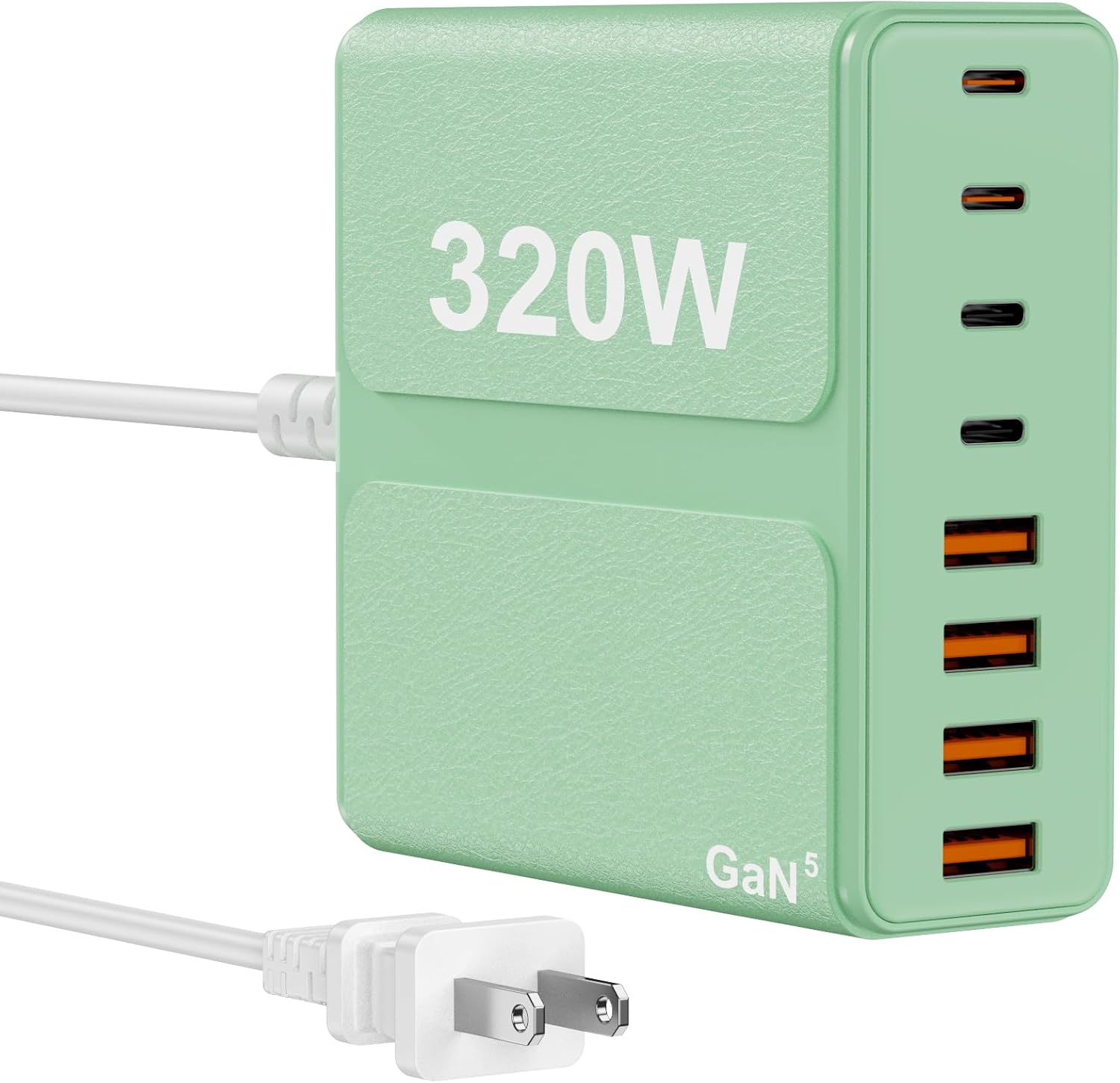 320W USB C Charger Block, 8-Port USB C Charging Station PD 65W PC Laptop Fast Charger Adapter for MacBookPro/Air,DELL,iPad,Portable Charging Station for iPhone,Samsung Galaxy (Green) - Amazon product rated Grade A