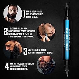 Viking Revolution Beard Pen (2 Pack) - Black Beard Pencil Filler for Men Lapiz para Barba de Hombre - Beard Filler for Men Waterproof Beard Filling Pen Kit - Long Lasting Beard Filler Pen with Brush