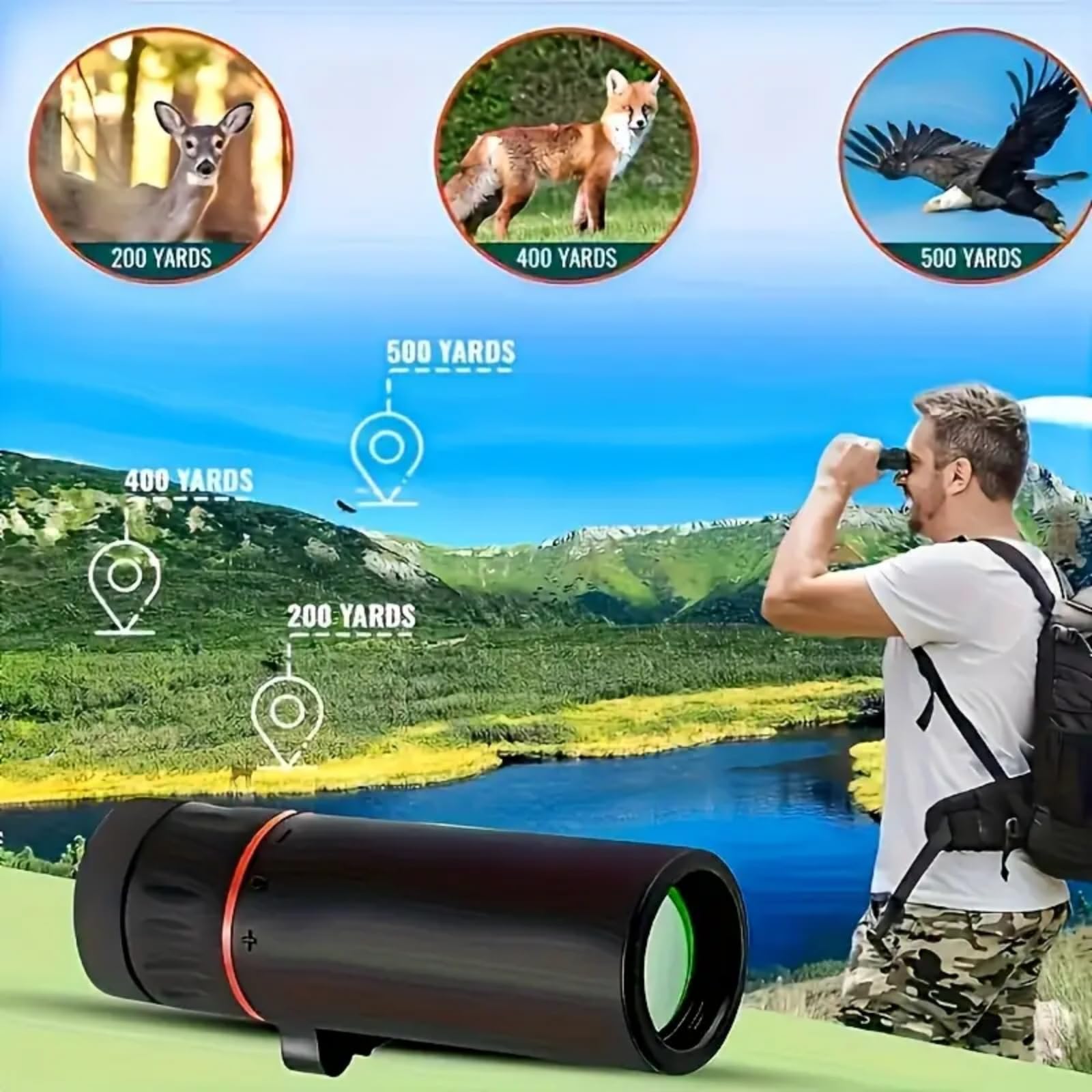 Monocular Compact Mini Telescope, Portable Handheld Mini Monocular for Adults, Tech Gadgets Perfect for Bird Watching, Fishing, Travel and Scenery. 8x21mm — view 3