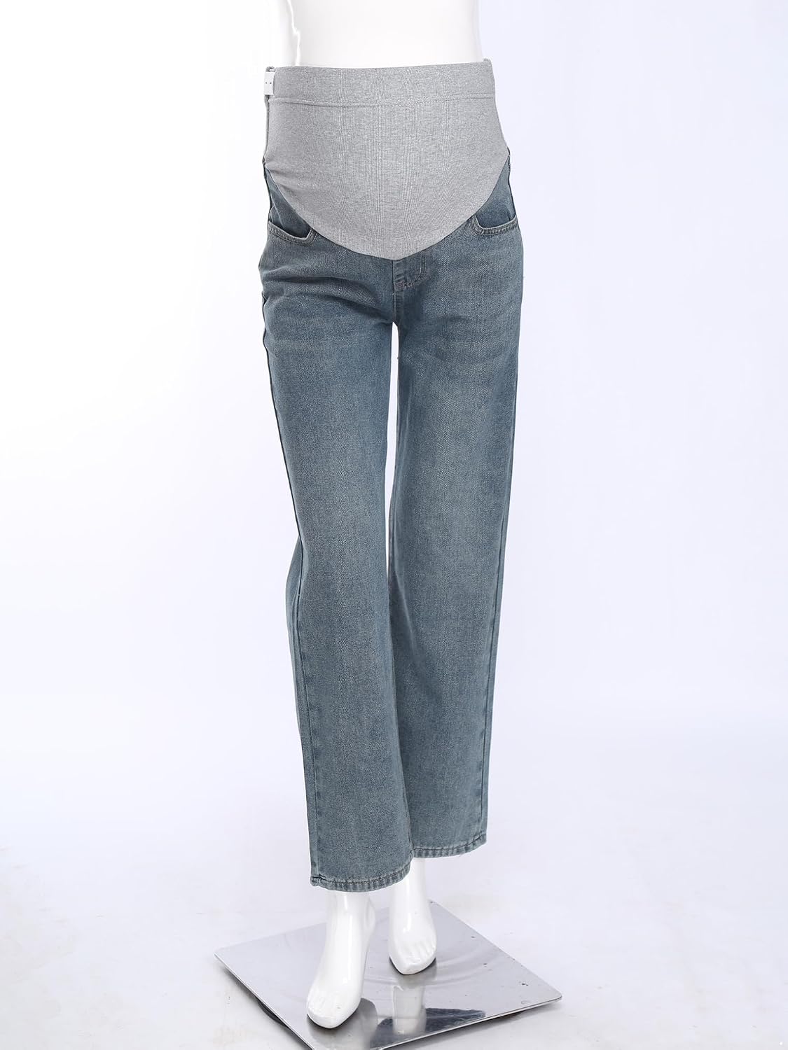 ACSUSS Women's Maternity Jeans Over Belly Comfy Stretch Adjustable Waist Loose Pregnancy Denim Pants