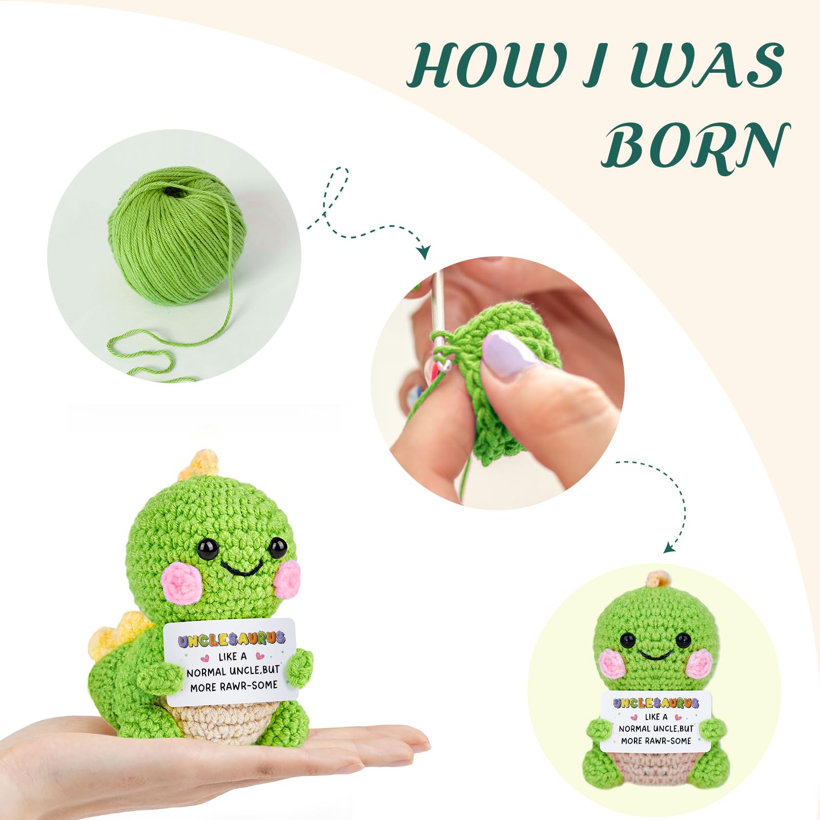 AceThrills Uncle Gifts for Uncle Birthday Gifts from Niece Nephew for Fathers Day Christmas - Handmade Crochet Funny Cute Dinosaur Unclesaurus