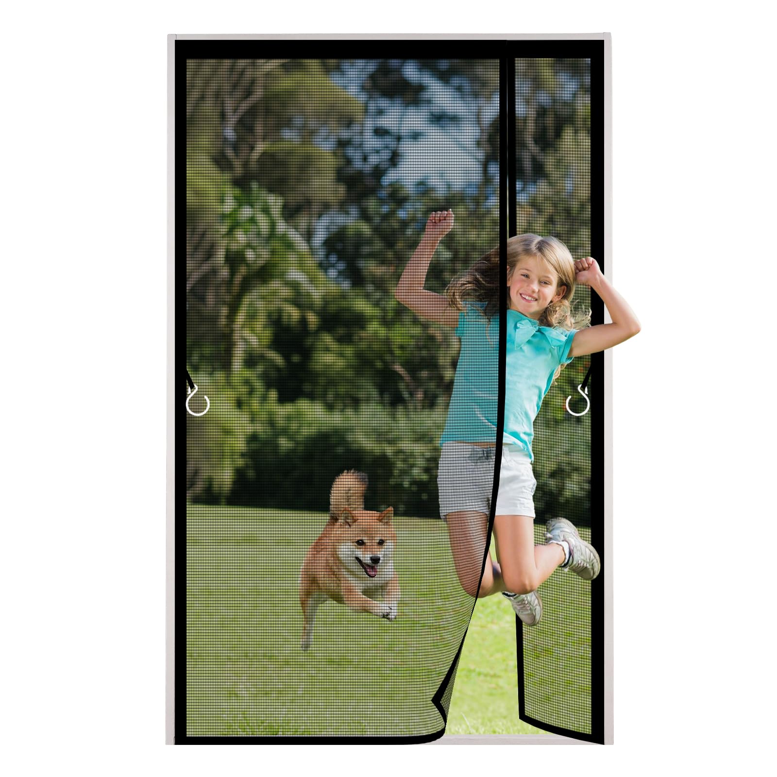 Customised Side Opening Fly Screens for Doors, Magnetic Screen Door with Powerful Magnets and Full Frame Magic Tape, Anti Mosquito Mesh Fly Curtain,Heavy Duty Bug Mesh Curtain