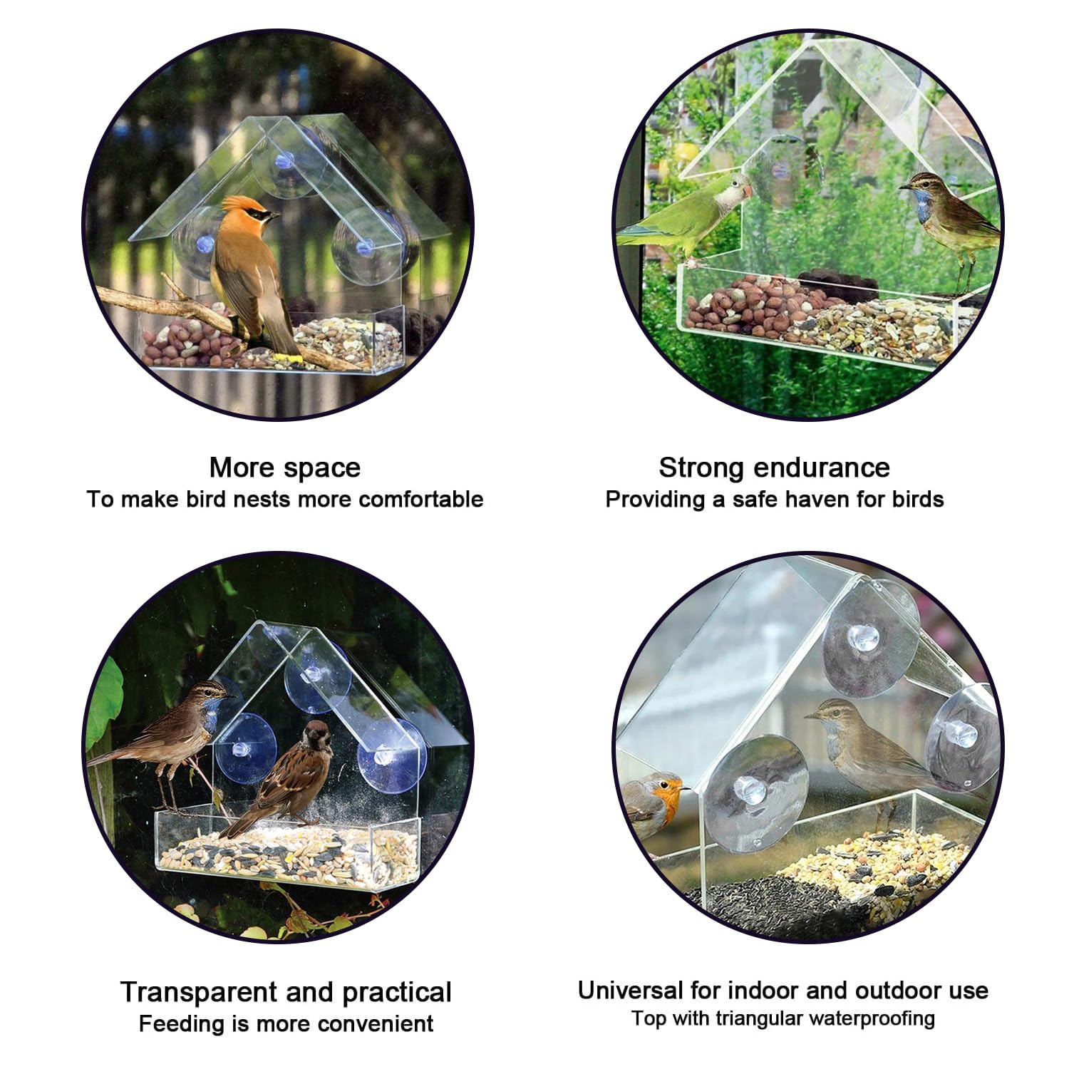 Window Bird Feeder, Acrylic Clear Bird Feeder Box, Easy to Install and Clean, Perfect for Bird Watching - Image 4