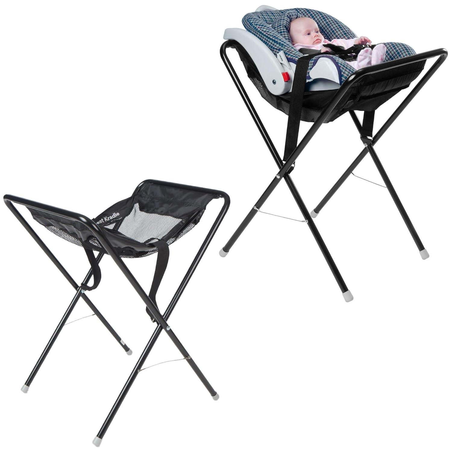 Koala Kare Infant Seat Kradle – Secure, Table-Height Infant Carrier Holder with Tubular Steel Legs, Foldable & Compact Design, Machine-Washable Mesh (Model KB115-02)