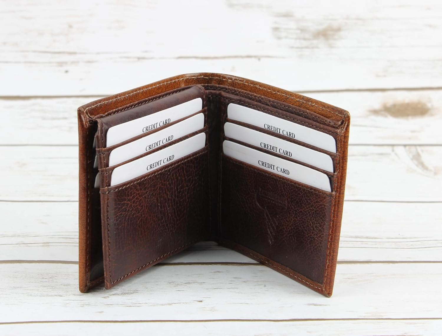 American Bison RFID Wallet for Men – Hand-Tooled Floral Cowhide Leather Bifold Wallet with Gift Box (Light Brown) - Image 5