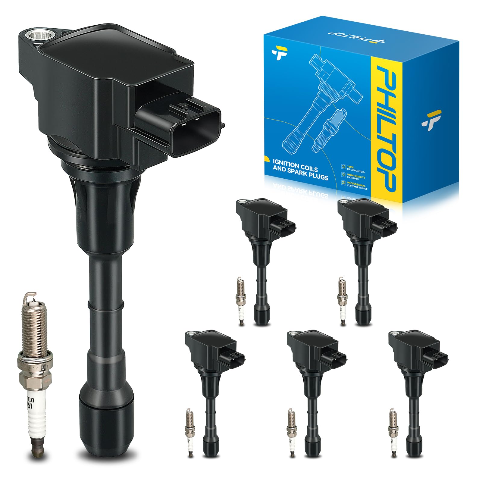 PHILTOP Ignition Coil Pack and Spark Plugs Fits INFINITI 2008-2013 G37