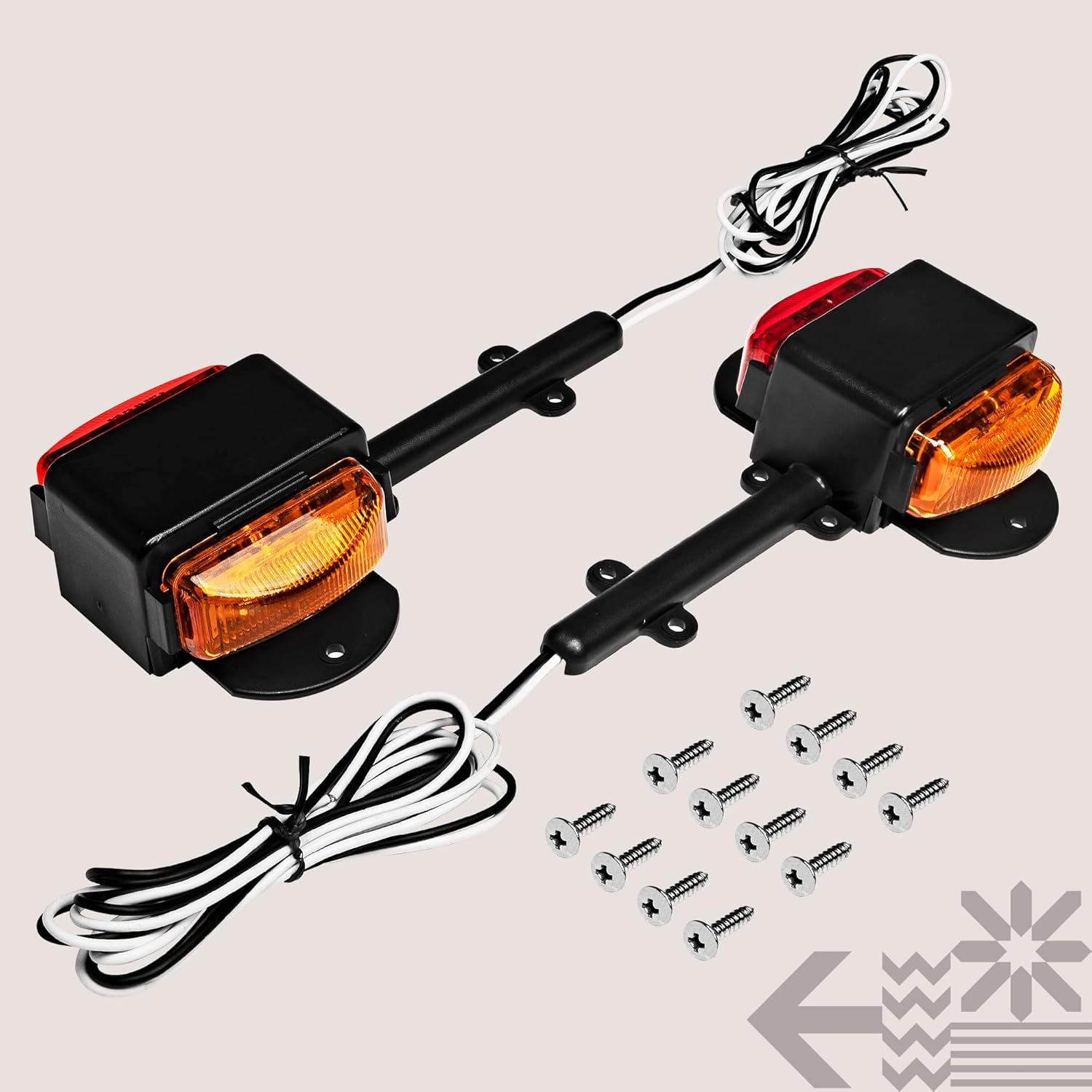 TRUE MODS 2pc 7" Amber + Red LED Trailer Fender Light Set [DOT Approved] [SAE P2] [IP67 Waterproof] Surface Mount Clearance Marker Lamp for Boat Enclosed Utility Cargo Trailer Hauler Car Truck
