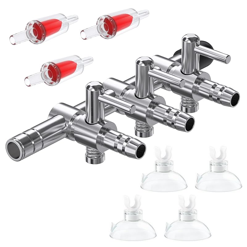 Divisor de Ar para Aquário Pawfly com 3 Saídas, Válvulas de Retenção e Ventosas Pawfly-UL232 – 8 Peças