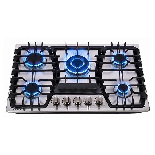 30 Inch Gas Cooktop, 5 Burners Built-in Stove Top Stainless Steel Propane/Natural Gas Convertible Sealed Dual Fuel Hob